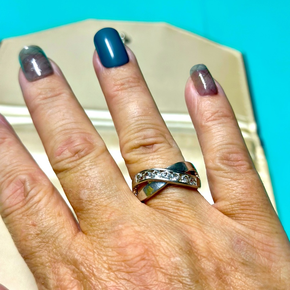 Sterling silver and cubic zirconia crisscross Ring